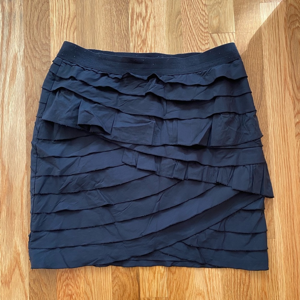 Black mini skirt with layered ruffles